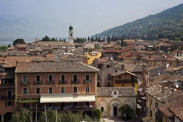 Italy, Verona Province, Torri del Benaco. Town view from Il Castello Scaligero