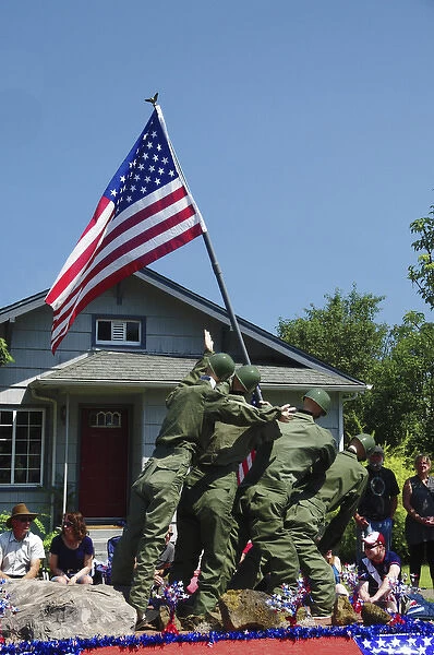 Iwo Jima Replica, float; July 4th parade; Ridgefield; Washington; USA