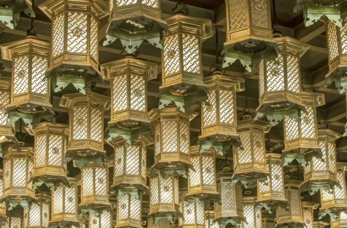 Framed Print : Japan, Hiroshima, Miyajiama, Daisho-in Temple, Hakkaku Manpuku Hall, Lanterns