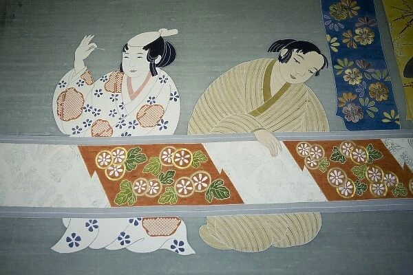 Japan, Honshu island, Kyoto, detail of traditional silk kimono