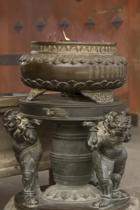 Framed Print : Japan, Honshu island, Nara, bronze urn where worshippers light incense at the entrance Framed Print : Japan, Honshu island, Nara, bronze urn where worshippers light incense at the entrance
