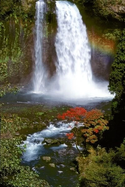 Japan, Honshu, Yamanashi Pref. Fuji-Hakone-Izu NP. Shiraito Falls culminates in