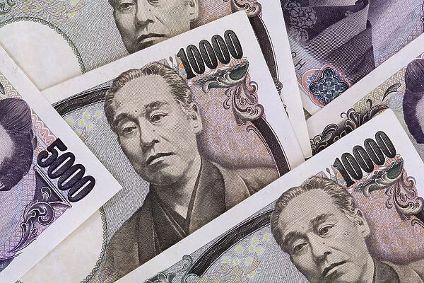 Japan. Detail of Japanese paper currency, the Yen