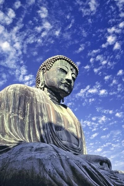 Japan, Kanagawa Pref. Kamakura. The bronze Kamakura Buddha, or Great Daibatsu, is