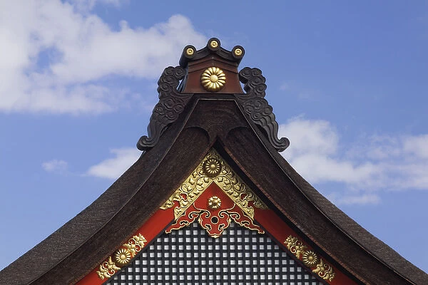 Japan, Kyoto. Detail of the roof of a building at Fushimi-Inari-Taisha Shinto Shrine