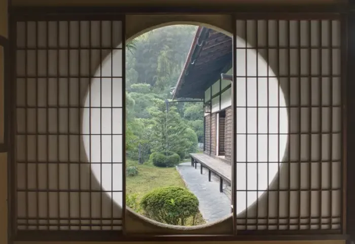 Framed Print : Japan, Kyoto, Sesshuji Temple, Tea House Window