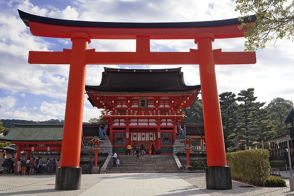 Japan, Kyoto. Torii Gate in front of Fushimi-Inari-Taisha Shrine