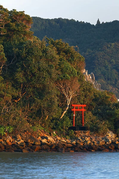 Japan, Wakagama Prefecture. A Torii Gate on hillside