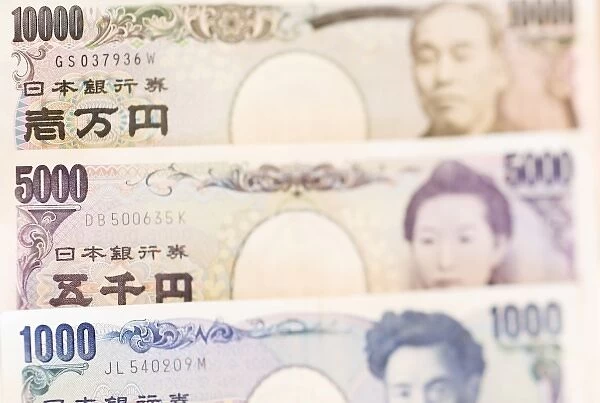 Japanese Currency, 10, 000 Yen, 5, 000 Yen and 1, 000 Yen Notes