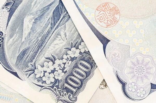 Japanese Currency, 1000 Yen Notes Detail