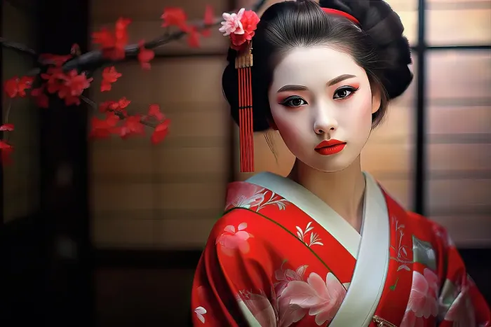 Framed Print : Japanese geisha woman artist in kimono. ©Jim Zuckerman  /  Jaynes Gallery  /  DanitaDelimont.com