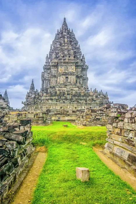Framed Print : Java, Indonesia. Portrait of one of the ancient Hindu temples at Candi Prambanan Temple Complex