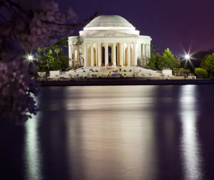 Framed Print : Jefferson Memorial Cherry Blossoms Statue and Tidal Basin in April with Reflection Framed Print : Jefferson Memorial Cherry Blossoms Statue and Tidal Basin in April with Reflection