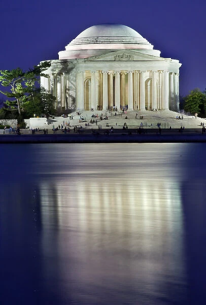 Jefferson Memorial and Tidal Baisn in April with Reflection
