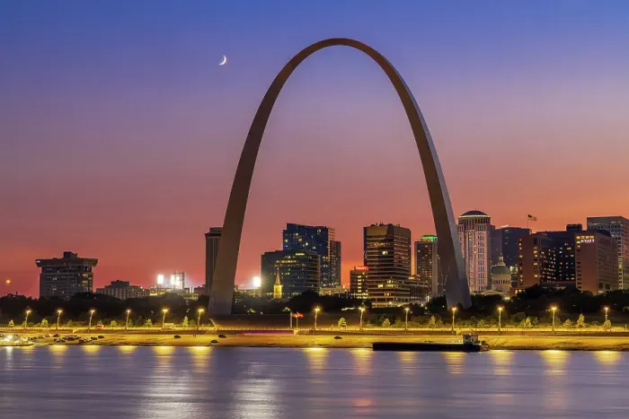 Framed Print : Jefferson National Expansion Memorial, The Gateway Arch at dusk near Mississippi River, St. Louis, Missouri Framed Print : Jefferson National Expansion Memorial, The Gateway Arch at dusk near Mississippi River, St. Louis, Missouri