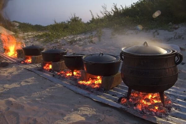 Jeffreys Bay, South Africa. Moonlight barbeque on the beach Here is the traditional