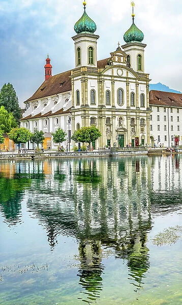 Jesuit Church Inner Harbor reflection, Lucerne, Switzerland