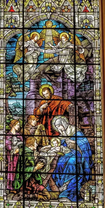 Framed Print : Jesus, Joseph, Mary, Nativity Birth Bethlehem stained glass, Gesu Church, Miami, Florida. Built 1920's Glass by Franz Mayer Framed Print : Jesus, Joseph, Mary, Nativity Birth Bethlehem stained glass, Gesu Church, Miami, Florida. Built 1920's Glass by Franz Mayer
