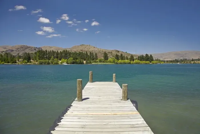 Framed Print : Jetty, Lake Dunstan, Cromwell, Central Otago, South Island, New Zealand