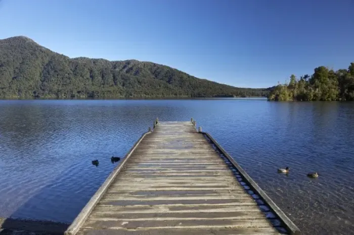 Framed Print : Jetty, Lake Kaniere, West Coast, South Island, New Zealand Framed Print : Jetty, Lake Kaniere, West Coast, South Island, New Zealand