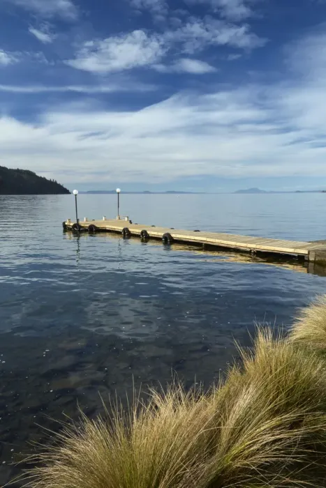 Framed Print : Jetty and Lake Taupo, Braxmere, Tokaanu, near Turangi, North Island, New Zealand Framed Print : Jetty and Lake Taupo, Braxmere, Tokaanu, near Turangi, North Island, New Zealand