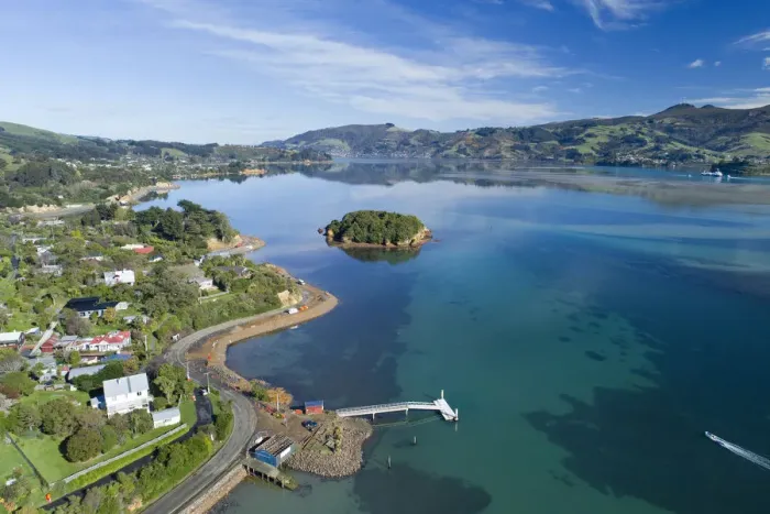 Framed Print : Jetty, Portobello, Otago Peninsula, Pudding Island and Otago Harbour, Dunedin, South Island Framed Print : Jetty, Portobello, Otago Peninsula, Pudding Island and Otago Harbour, Dunedin, South Island