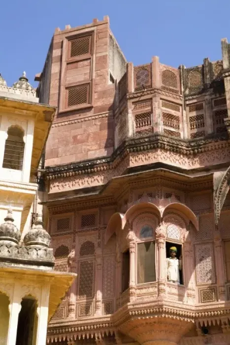 Framed Print : Jodhpur at Fort Mehrangarh in Rajasthan India man in window of Fort Palace in costume Framed Print : Jodhpur at Fort Mehrangarh in Rajasthan India man in window of Fort Palace in costume