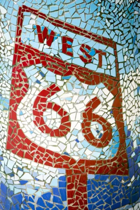 Framed Print : Joliet, Illinois, USA. Mosaic West Route 66 sign Framed Print : Joliet, Illinois, USA. Mosaic West Route 66 sign