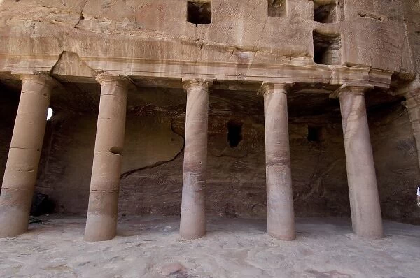 Jordan, Ancient Nabataean city of Petra. The Urn Tomb, made for king Malichos II around 70 AD