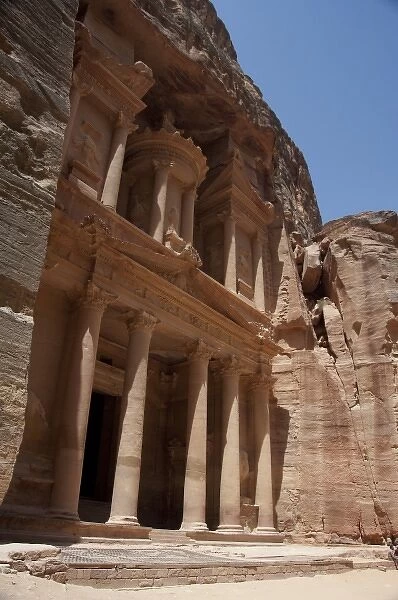 Jordan, Ancient Nabataean city of Petra. Stone Corinthian exterior of The Treasury
