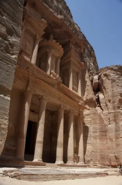 Framed Print : Jordan, Ancient Nabataean city of Petra. Stone Corinthian exterior of The Treasury