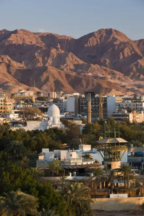 Framed Print : Jordan, Aqaba, elevated city view, sunset Framed Print : Jordan, Aqaba, elevated city view, sunset