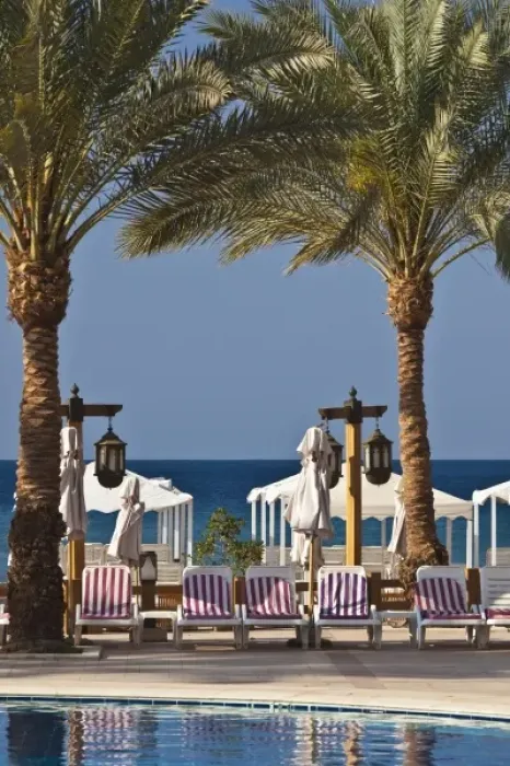 Framed Print : Jordan, Aqaba, Red Sea Beach, hotel swimming pool, detail
