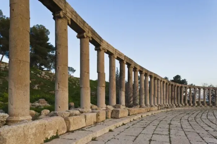 Framed Print : Jordan, Jerash, Roman-era city ruins, columns along Cardo Maximus Framed Print : Jordan, Jerash, Roman-era city ruins, columns along Cardo Maximus