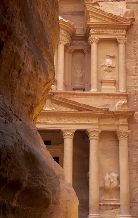 Framed Print : Jordan, Petra. Looking thru the narrow canyon leading towards the face of the Treasury Framed Print : Jordan, Petra. Looking thru the narrow canyon leading towards the face of the Treasury