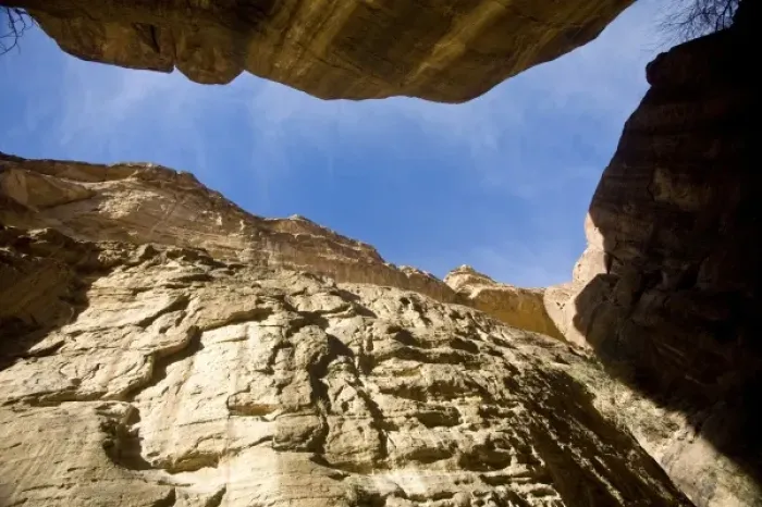 Framed Print : Jordan, Petra. Narrow walls of 1, 600-foot-tall gorge or Siq (Arabic) that is