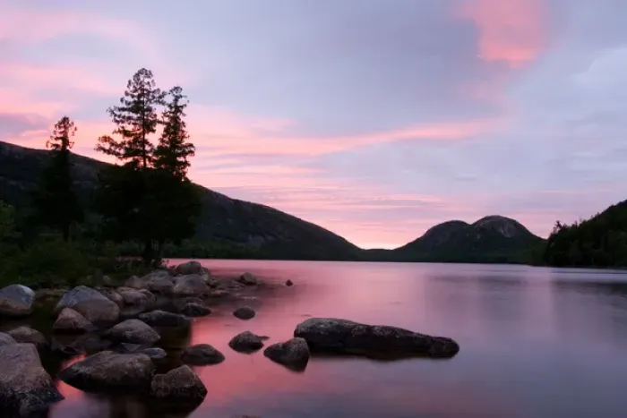 Framed Print : Jordan Pond at Sunset in Maines Acadia National Park. The Bubbles