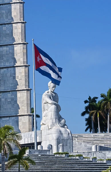 Jose Marti Statue flag and monument at Revoltution Square in Havana Habana Cuba