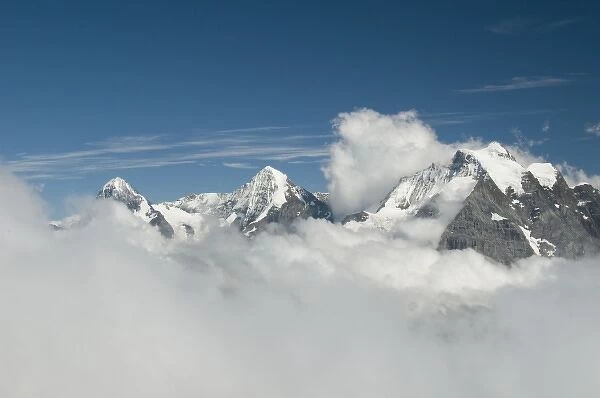 Jungfrau Range : Eiger, Monch and Jungfrau peaks, Bernese Alps, SWITZERLAND