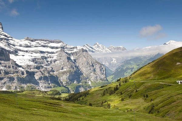 Jungfrau Region, Switzerland. Grindelwald Valley from below Jungfraujoch