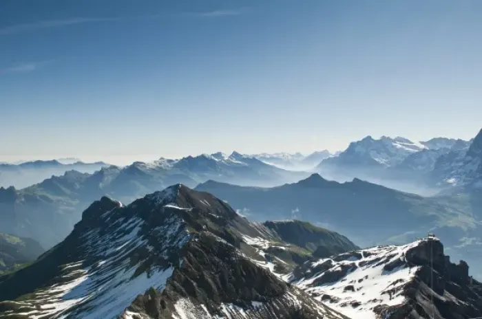 Framed Print : Jungfrau Region, Switzerland. Jungfrau massif from Schilthorn Peak