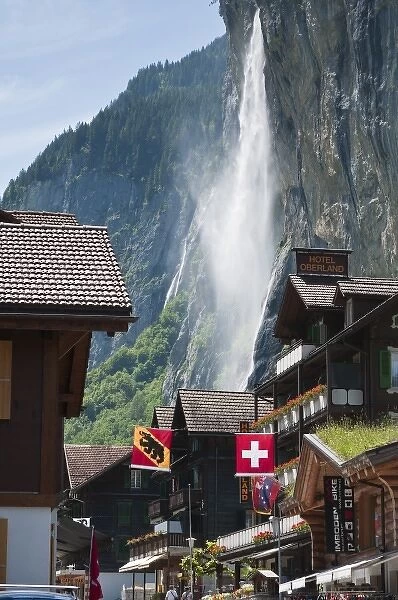 Jungfrau Region, Switzerland. Staubbach Falls in Lauterbrunnen