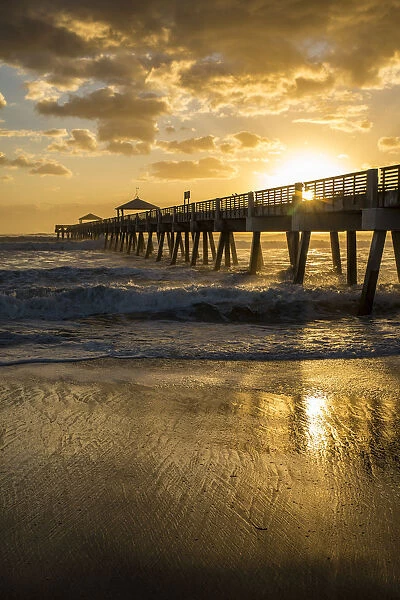 Juno Beach, Palm Beach County, Florida, Sunrise and high surf at Juno Beach