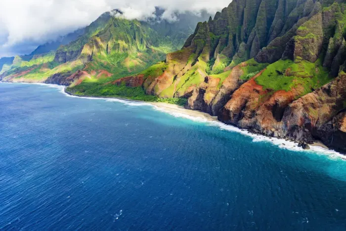 Framed Print : Kalalau Beach on the Na Pali Coast, Coast Wilderness State Park, Kauai, Hawaii, USA