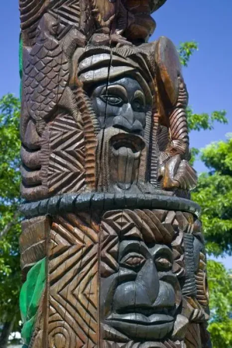 Framed Print : Detail of Kanak totem pole, Noumea, New Caledonia Framed Print : Detail of Kanak totem pole, Noumea, New Caledonia