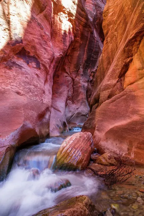 Framed Print : Kanarraville, Utah. Hiking through the red rock slot canyons in Kanarraville, Utah