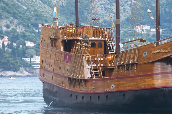 The Karaka 16 century galleon replica boat in the old harbour Dubrovnik, old city