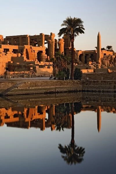 Karnak Temple and the Sacred Lake at sunrise. Karnak was the residence of gods, Amon-Re