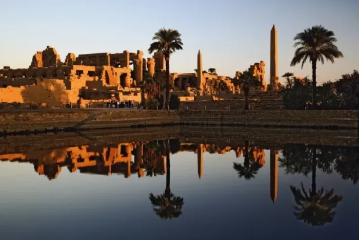 Framed Print : Karnak Temple and the Sacred Lake at sunrise. Karnak was the residence of gods, Amon-Re Framed Print : Karnak Temple and the Sacred Lake at sunrise. Karnak was the residence of gods, Amon-Re