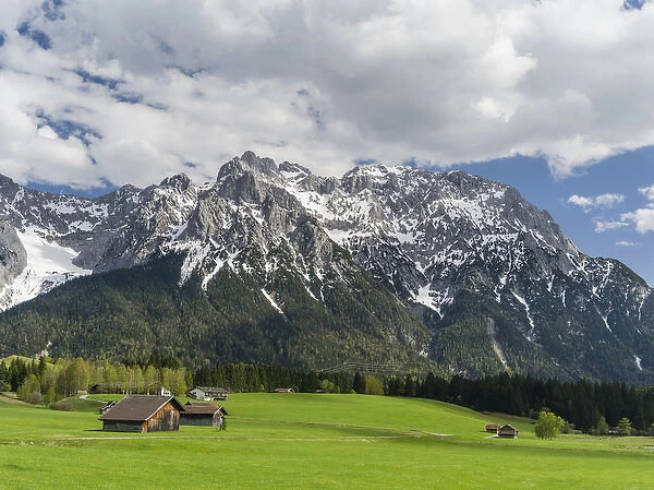 The Karwendel Mountain Range near Mittenwald during spring